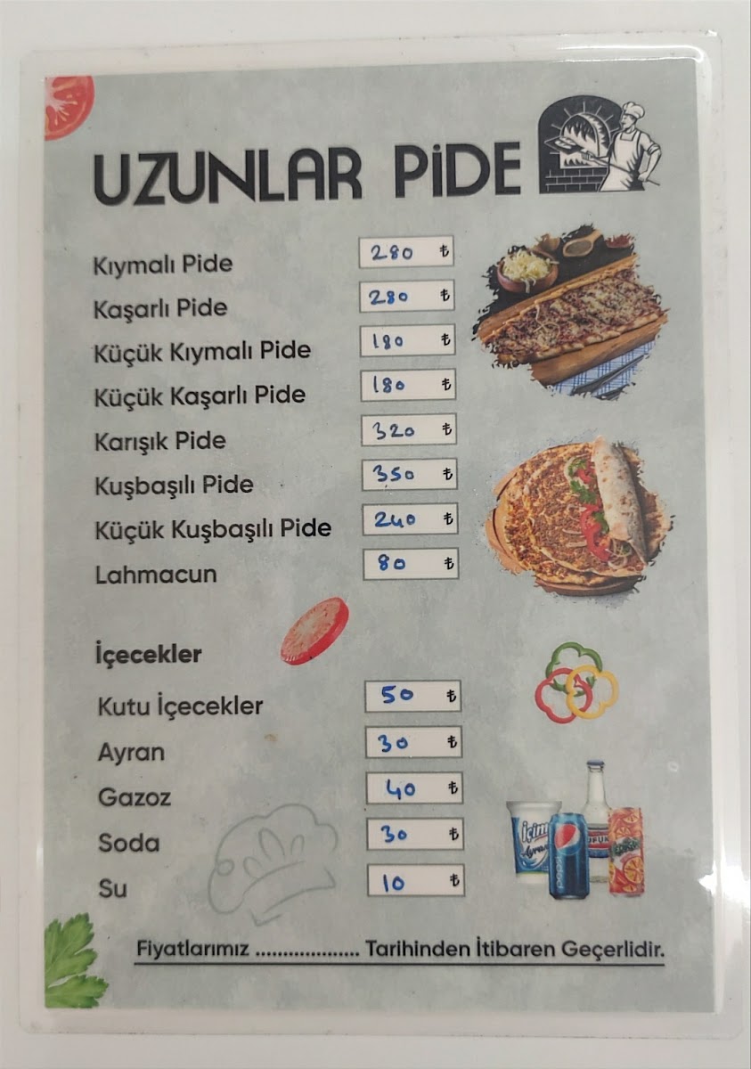 Menu Uzunlar Pide Lahmacun-1